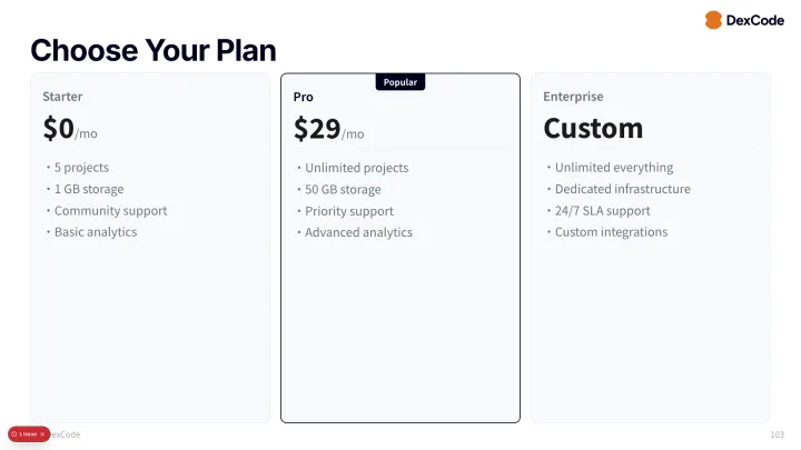 Comparison cards slide